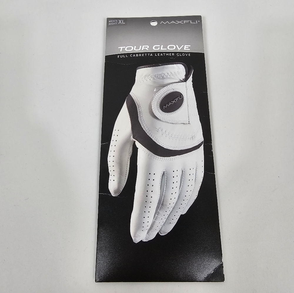 NIB Maxfli Tour Golf Glove White Cabretta Leather Mens XL Right Hand Sporty Fit